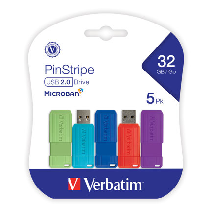 Memoria USB Verbatim 32gb 2.0 retráctil multicolor 5PK - MAS RECIO
