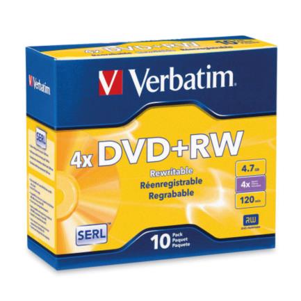 Dvd+rw verbatim 4x 4.7 gb 10pk slim case