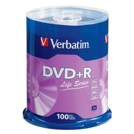 Dvd+r verbatim life series 16x 4.7gb 100pk spindle