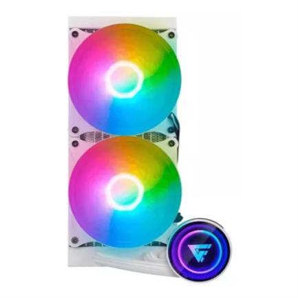 Enfriamiento líquido game factor lqg600 240mm rgb tdp 250 2 ventiladores 120mm 70 cfm color blanco