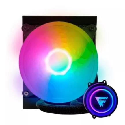 Enfriamiento líquido game factor lqg501 120mm rgb tdp 150w 1 ventilador 70 cfm color negro