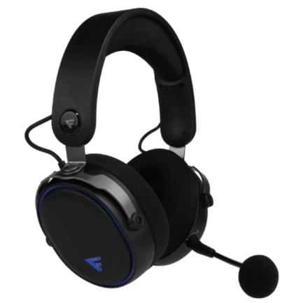 Diadema game factor hsb600 gaming inalámbrica rgb triple conectividad micrófono removible surround 7.1 color negro