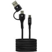Cable Vorago CAB-126 Tipo C a Tipo C con Adaptador a USB-A 60W Carga Rápida 1m Color Negro - Vista 3