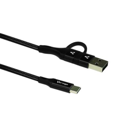 Cable Vorago CAB-126 Tipo C a Tipo C con Adaptador a USB-A 60W Carga Rápida 1m Color Negro - Vista 9