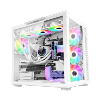 Gabinete game factor csg700 atx fishtank panel lateral vidrio templado usb 2.0/3.0 color blanco