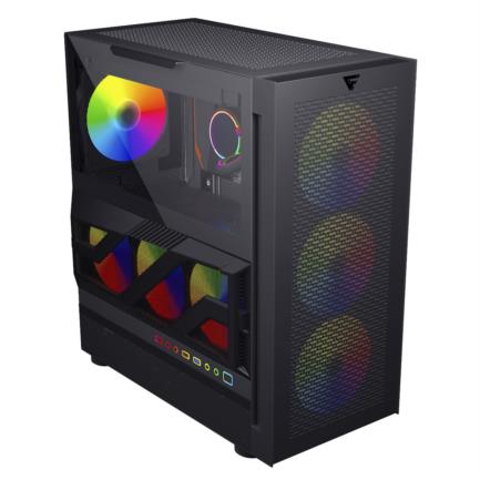 Gabinete game factor csg800 atx vidrio templado interacci&oacute;n lateral con rgb usb 2.0/3.0 color negro