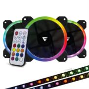 Kit Ventiladores Game Factor FKG400 3 Fans 12mm RGB 2 Tiras Led Control Remoto - Vista 3