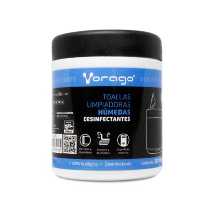Toallas húmedas vorago cln-107 desinfectantes bote 30 pzas