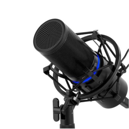 Micr&oacute;fono game factor mcg700 profesional led ajuste volumen stand anti pop usb color negro