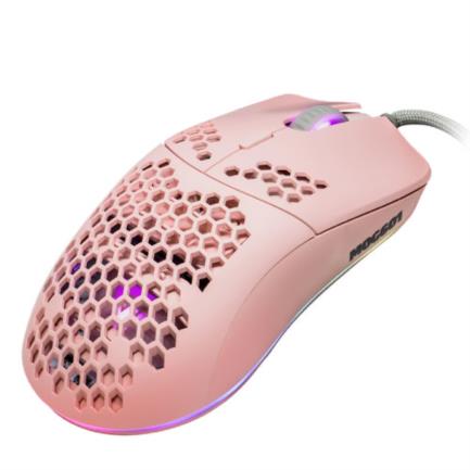 Mouse game factor mog601 ultralight rgb sensor pmw3389 16000 dpi 7 botones clic láser color rosa