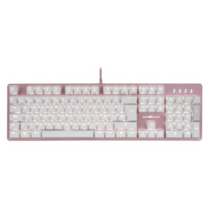 Teclado mec&aacute;nico game factor kbg400 retroiluminado switch azul usb rosa