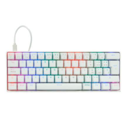Teclado mec&aacute;nico game factor kbg560 rgb teclas extras pink red intercambiables red switch usb color blanco