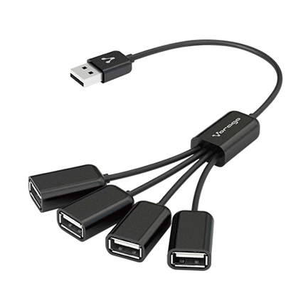Concentrador vorago hu-101 4 puertos usb tipo pulpo color negro
