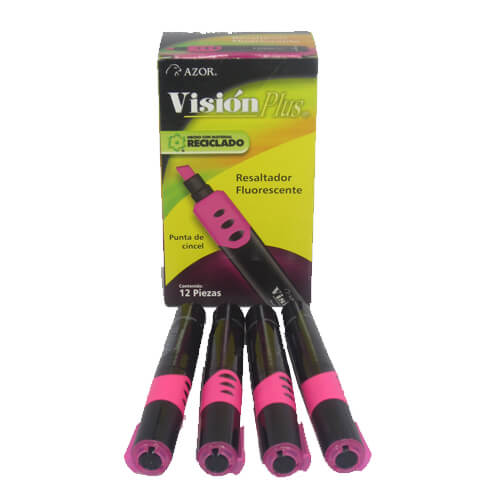 Marcador Resaltador Visión Plus Color Rosa Fluorescente C/12 Pzas - Vista 3