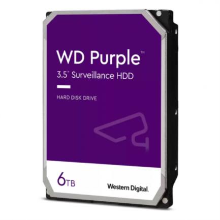 Disco duro western digital interno purple surveillance 6tb 3.5" sata lll 6 gbit/s cache 256mb para videovigilancia