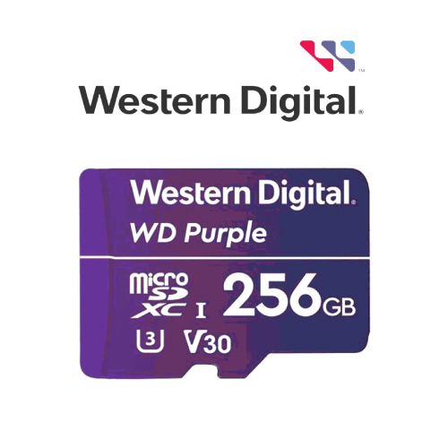 MEMORIA WD PURPLE SC QD101 MICRO SDXC 256GB VIDEOVIGILANCIA 24/7 CLASE 10 U1 LECT 50MB/S ESC 40MB/S WDD256G1P0C