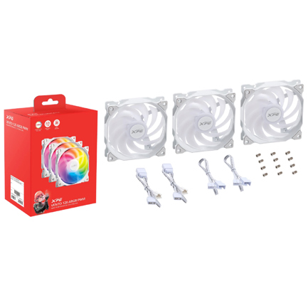 Kit 3 Ventiladores Thermaltake VENTO 120 ARGB PWM 120mm Blanco