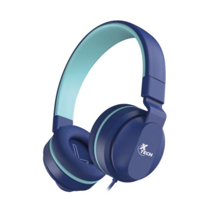 Aud&iacute;fonos al&aacute;mbricos xtech avid xth-356 para ni&ntilde;os cable con conexi&oacute;n de 3.5mm y control de volumen color azul