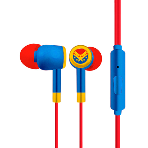Audifonos xtech cableados 3.5mm capitan marvel xte-m100cm - factor de forma  intraaural - color  rojo y azul