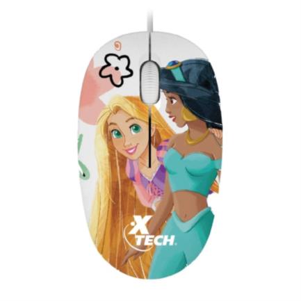Mouse alámbrico xtech  xtm-d406ps ambidiestro princesas disney 3 botones 1 velocidad