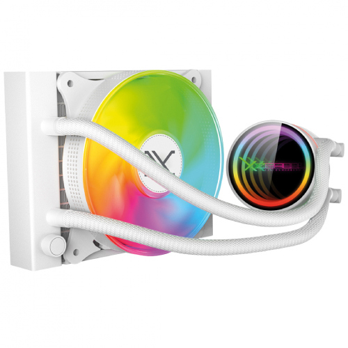 Enfriamiento liquido xzeal 120mm redondo xz-409 cpu 1fanx120mm argb 3 pines+pwm 4 pines+seguro intel/amd blanco