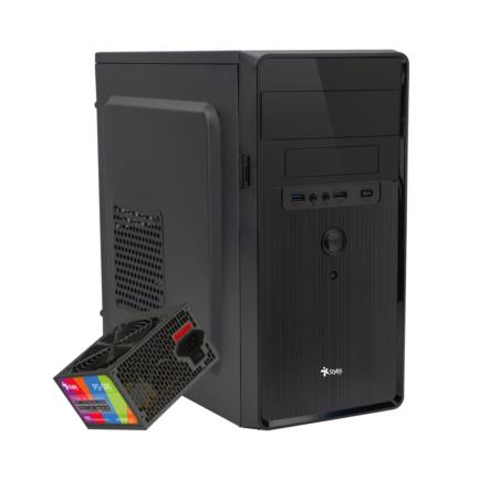 Gabinete Stylos Mini-Tower Micro-ATX/Mini-ITX USB 3.0 con Fuente de 500W sin Ventiladores Instalados Negro/Rojo