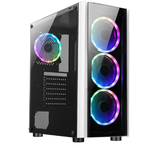 Gabinete Gamer Mid Tower Xzeal XZ110-1 ATX Panel Izq. Vidrio  Aluminio 1xUSB3.0  1xUSB2.0  1x3.5mm  3 Fan RGB Blanco