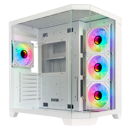 Gabinete Gamer Xzeal Mid Tower XZ150 ATX Panel Vidrio + Metal 2xUSB1.0 + 1xUSD3.0 + 1x3.5mm + 4 ARGB Ventiladores Blanco - Vista 8