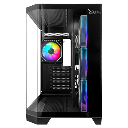 Gabinete Gamer Xzeal Mid Tower XZ150 ATX Panel Vidrio + Metal 2xUSB1.0 + 1xUSD3.0 + 1x3.5mm + 4 ARGB Ventiladores Negro - Artículos Promocionales MAS RECIO