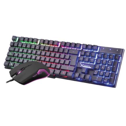 Kit gamer de teclado y mouse xzeal retroiluminado xst-201 al&aacute;mbrico usb negro