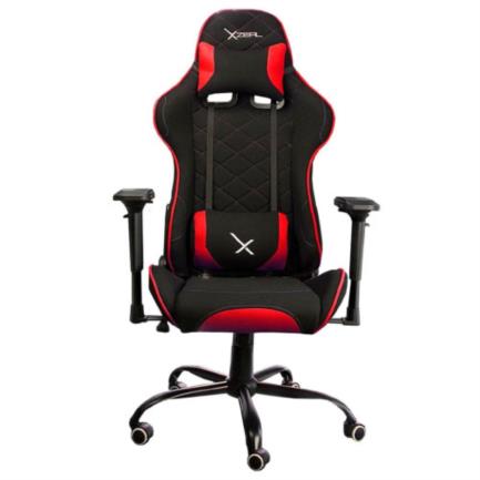 Silla gamer xzeal xz25 tela foam reclinable 180° base metal piston clase 4 150kgs brazos4d negro-rojo