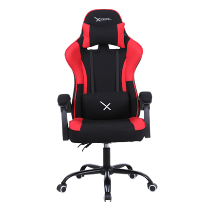 Silla gamer xzeal xz20 tela foam reclinable 140° base metal piston clase 3 115kgs brazos fijos negro-rojo