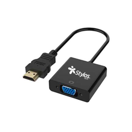 Adaptador VGA hembra a HDMI-VGA-AUX 3.5mm Stylos macho con Caja Negro 