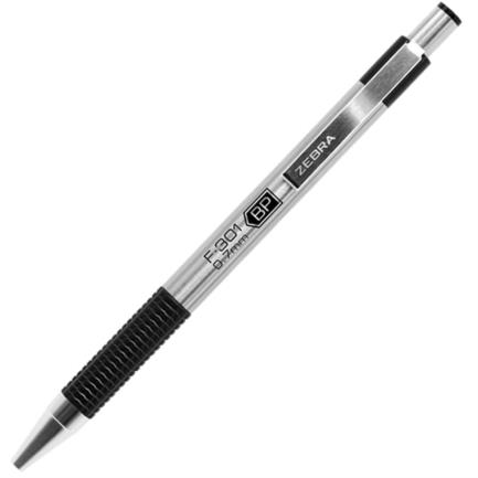 Bol&iacute;grafo zebra f-301 retr&aacute;ctil met&aacute;lico punto fino 0.7mm color negro c/12 pzas