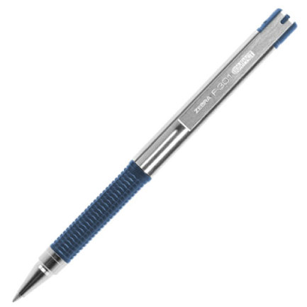 ZEPBOLAB127 - Boligrafo F-301 compac grip azul punto fino tinta negra cuerpo de Acero inoxidable caja c/12