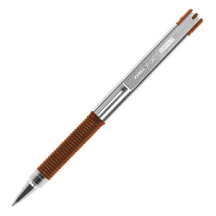 Boligrafo f-301 compac grip naranja punto fino tinta negra cuerpo de acero inoxidable caja c/12