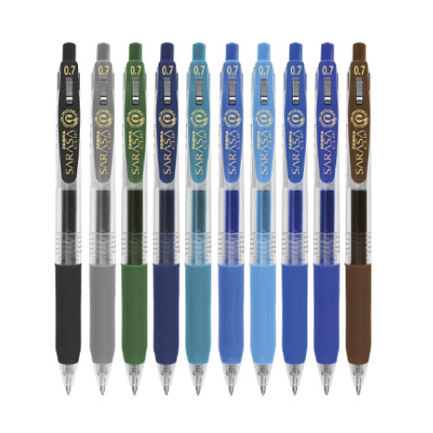 Boligrafo zebra sarasa clip rollerball retractil punto mediano 0.7 tinta gel colores urtidos wnter caja c/10