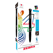 Bolígrafo Zebra 4 Color Retráctil Punto Mediano 1.0mm Colores Negro-Azul-Rojo-Verde C/6 Pzas - Vista 3