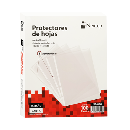 Mica nextep econ&oacute;mica protector hoja carta  caja c/100 pzas