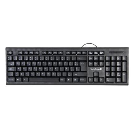 Teclado Alámbrico TechZone USB Tecnología Plug-Play Color Negro 1 Año Garantía