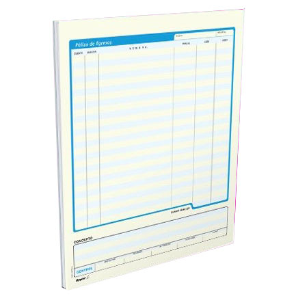 Poliza rayter egresos t/c papel rosa c/50 hojas pqte 3pzas