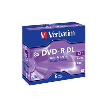 Dvd+r verbatim dl 8.5gb 8x caja c/5 pzas