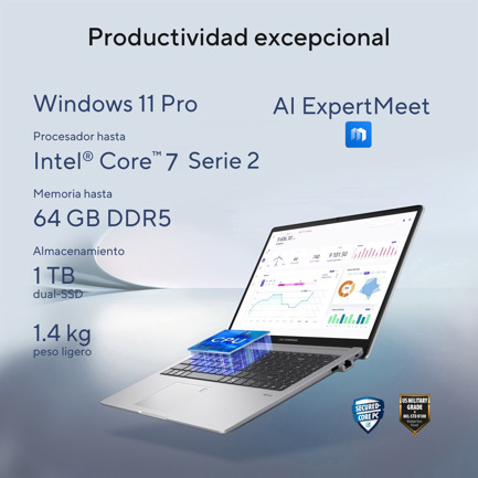 Laptop Asus ExpertBook Essential P1403CVA Intel Core 7 240H DDR5 16GB 512GB windoes 11 pro 8