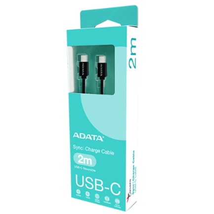 Cable USB Adata CACC-200PN-BK USB Tipo C a USB de 2 Metros Color Negro