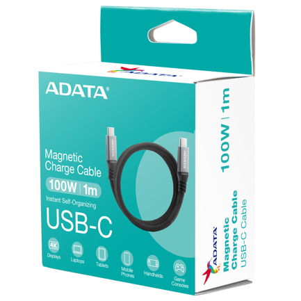 Cable Magnético Adata Usb-C Adopta El Usb 3.2 Gen2 Estandar Velocidad De Transferencia De Datos De 10 Gbps Color Negro 2