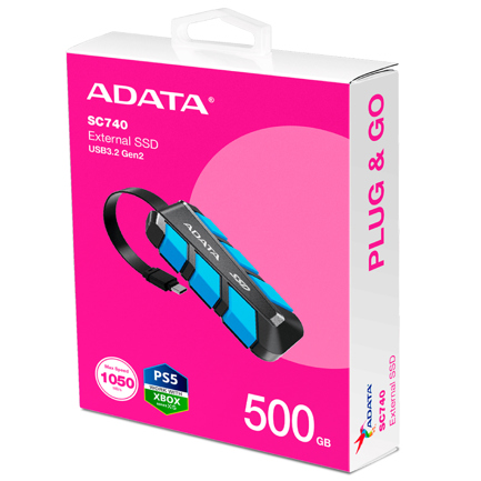 Unidad de Estado Sólido SSD Adata Portátil SC740 500GB USB 3.2 Color Azul