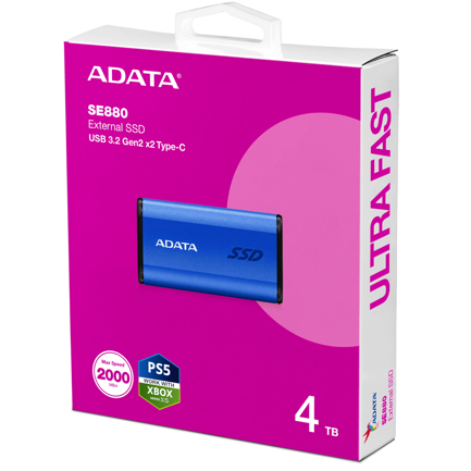 Unidad de Estado Sólido SSD Adata Externo 4TB SE880 USB-C Azul