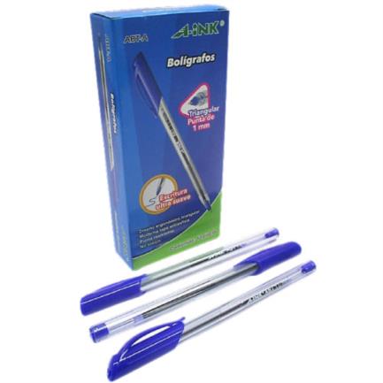 Bolígrafo a-ink abt triangular 1mm color azul caja c/12 pzas