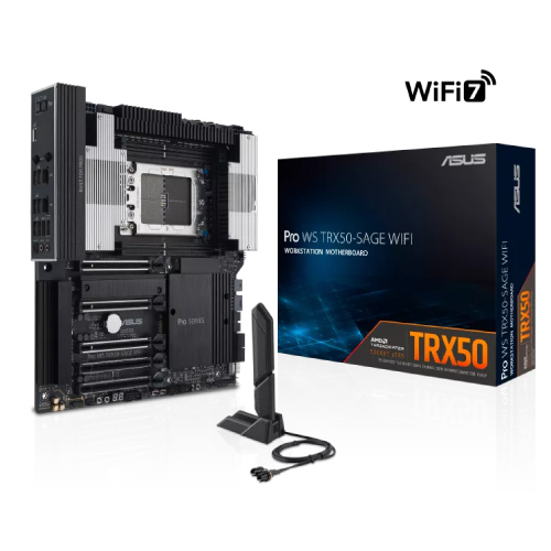 Tarjeta Madre Asus Pro WS TRX50-SAGE WIFI 4xDDR5 1TB 7600Mhz RDIMM PCIe 5.0 M.2 Socket sTR5 Formato CEB Wi-Fi 7 3