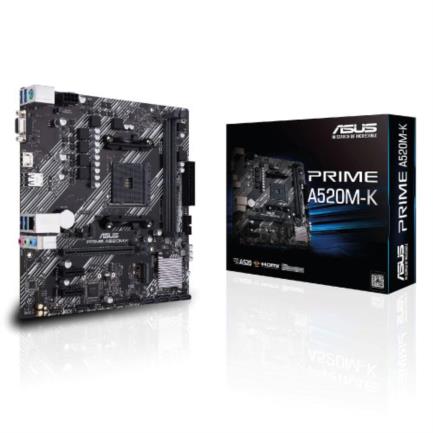 Tarjeta Madre Asus PRIME A520M-K 2xDDR4 64GB 4400Mhz HDMI VGA PCIe 3.0 M.2 S AM4 Ryzen mATX